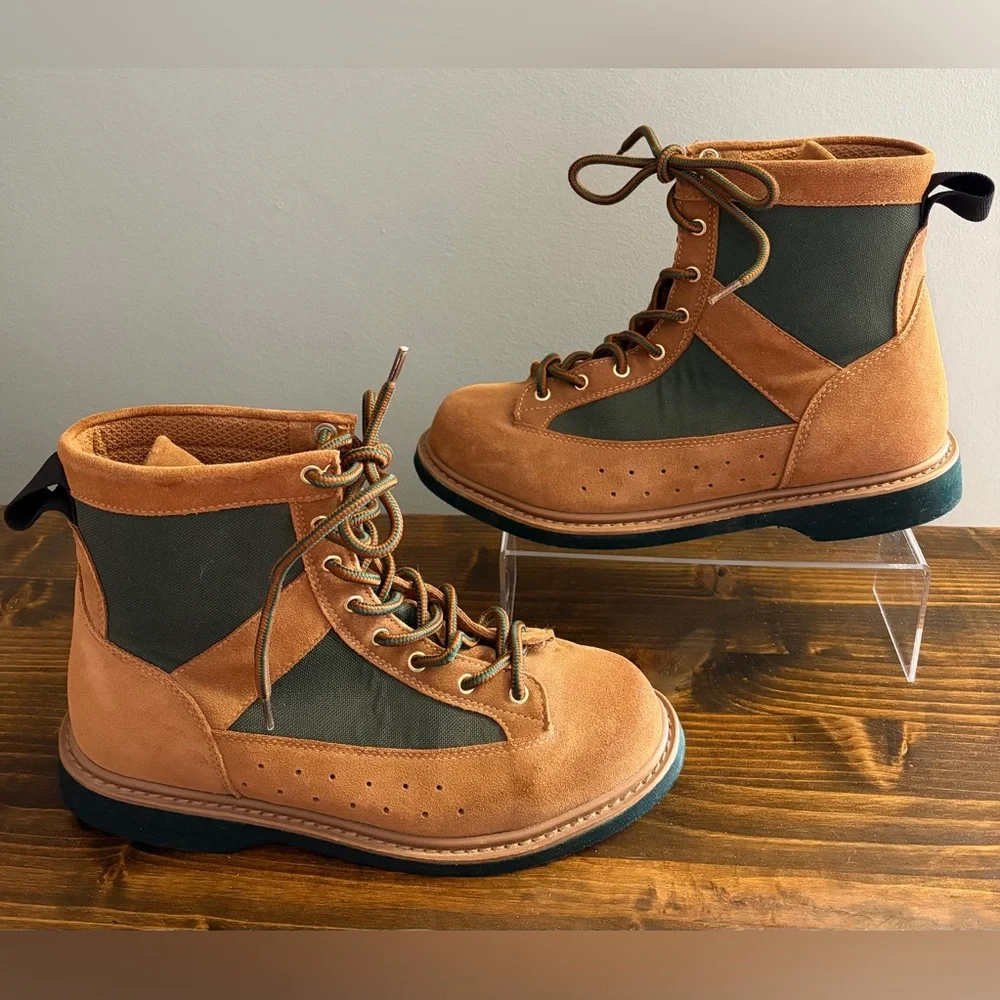 Hodgman Wadelite Wading Shoes Tan and Green Men's Boots Size 7